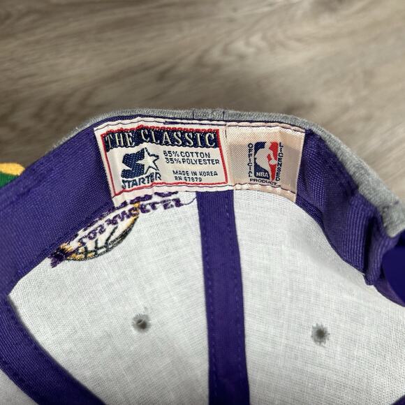Vintage Starter Los Angeles Lakers‎ Hat Letterman Snapback NBA Purple Yellow Cap - Picture 4 of 8